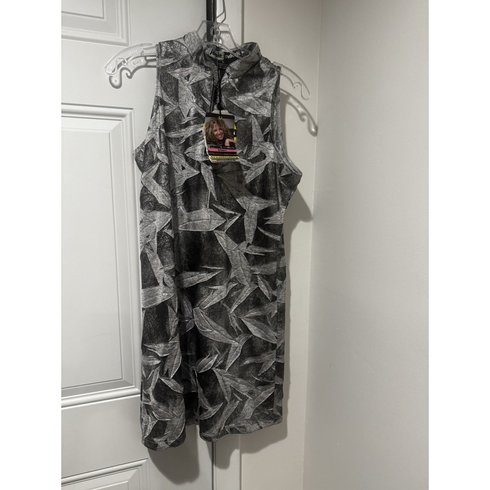 Jamie Sadock Women's Sunsense Sleeveless Geometric Silver Gray Dress NWT Sz M